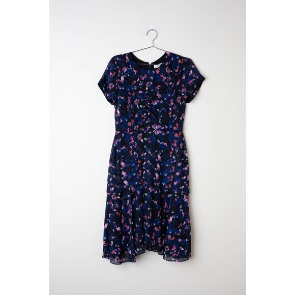 Jason Wu x RTR Navy Floral Ruched Dress - Size 2 - Picture 4 of 8